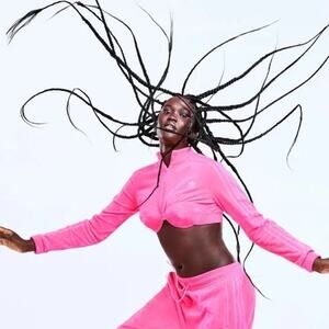 Adidas JEREMY SCOTT VELOUR TRACK TOP Sweat Cropped Jacket Womens Medium